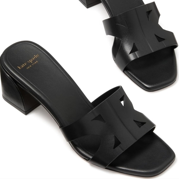 kate spade new york Womens Duo Heel Leather Sandal black 6.5 New In Box $250! - Picture 2 of 6